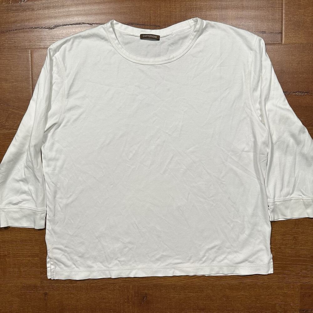 Cottoniere T Shirt Womens XL White 3/4 Sleeve 100% Luxury Pima Cotton Elevated